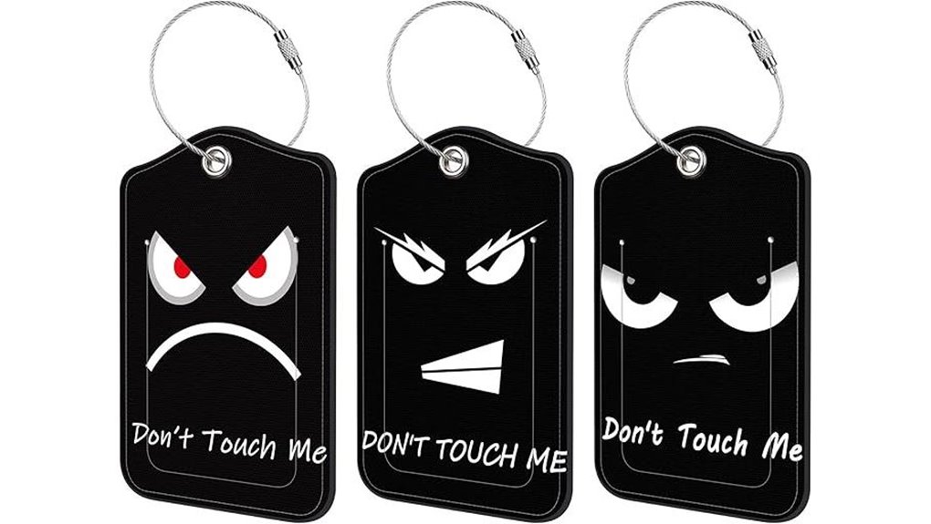 three leather luggage tags