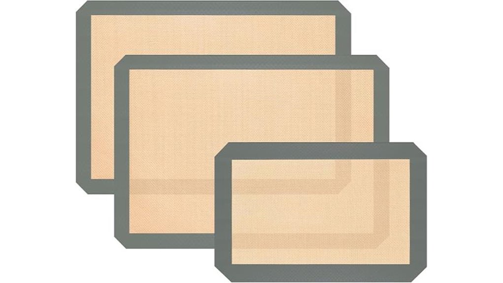three non stick grey mats