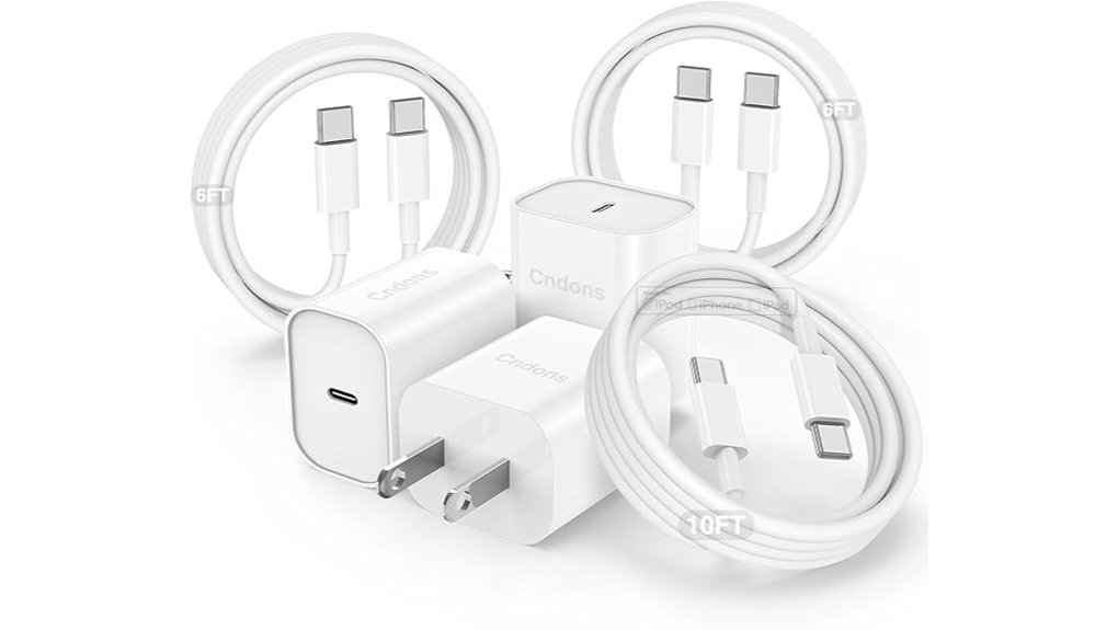 Top Travel Charging Cable Sets (Short + Long Combo) Must‑Have 9 three pack 20w usb c chargers