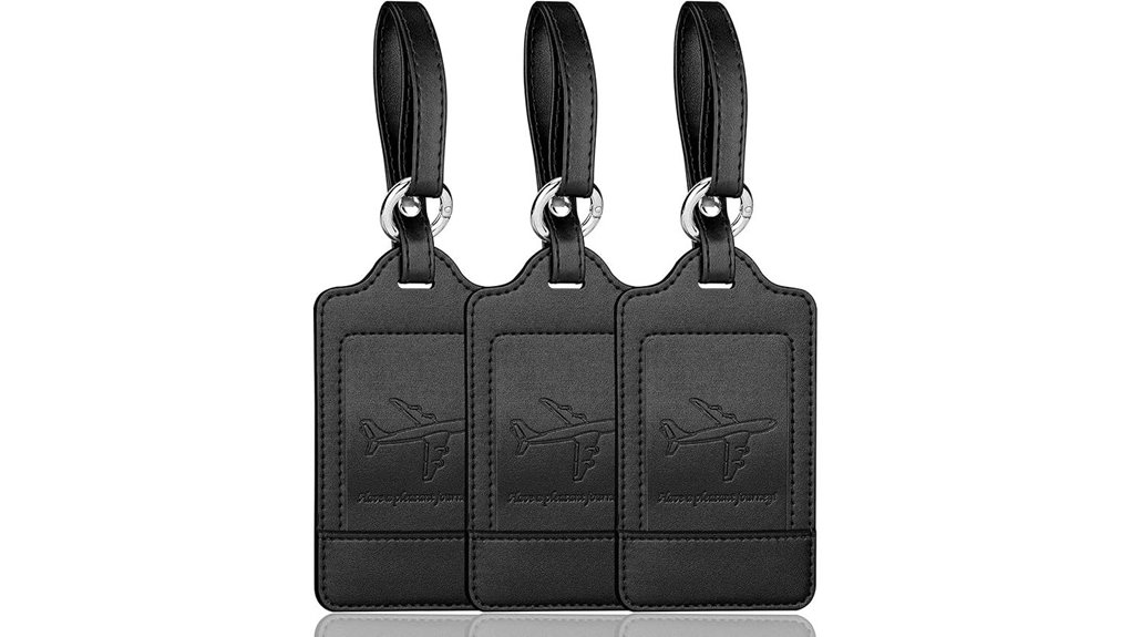 three pack leather luggage tags