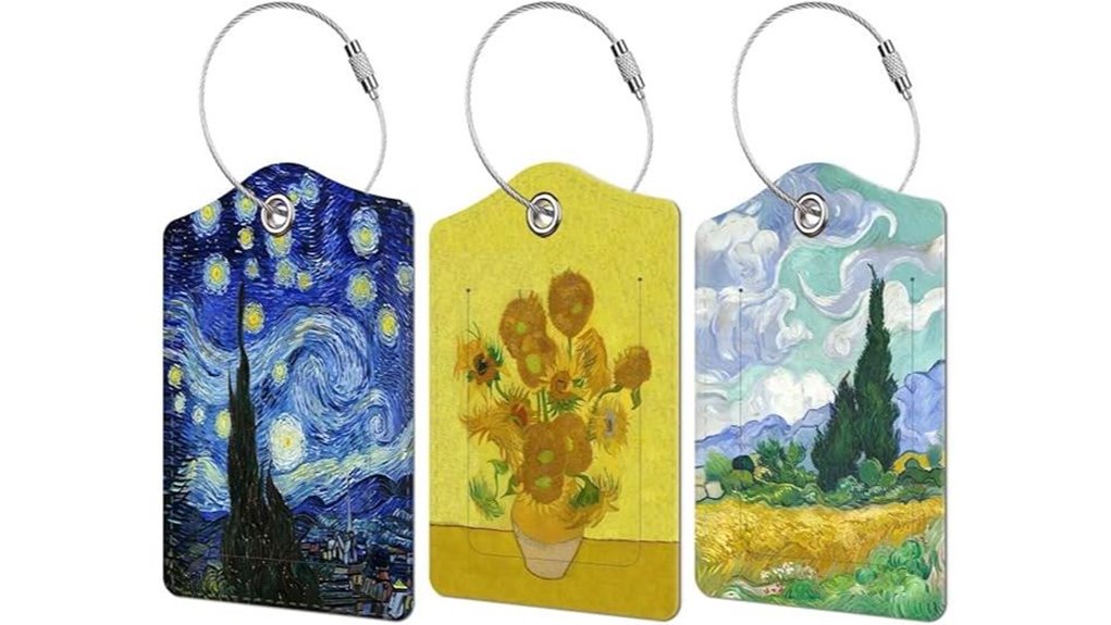 three pack leather steel loop tags