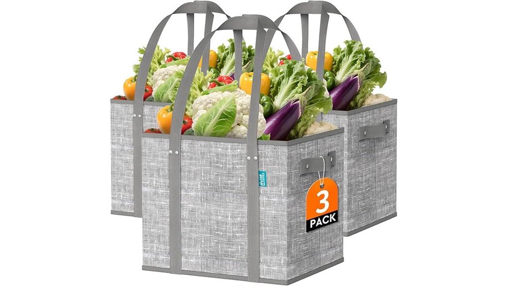 Best Foldable Tote Bags with Reinforced Bottoms (Market Runs) 1 three pack reusable grocery totes