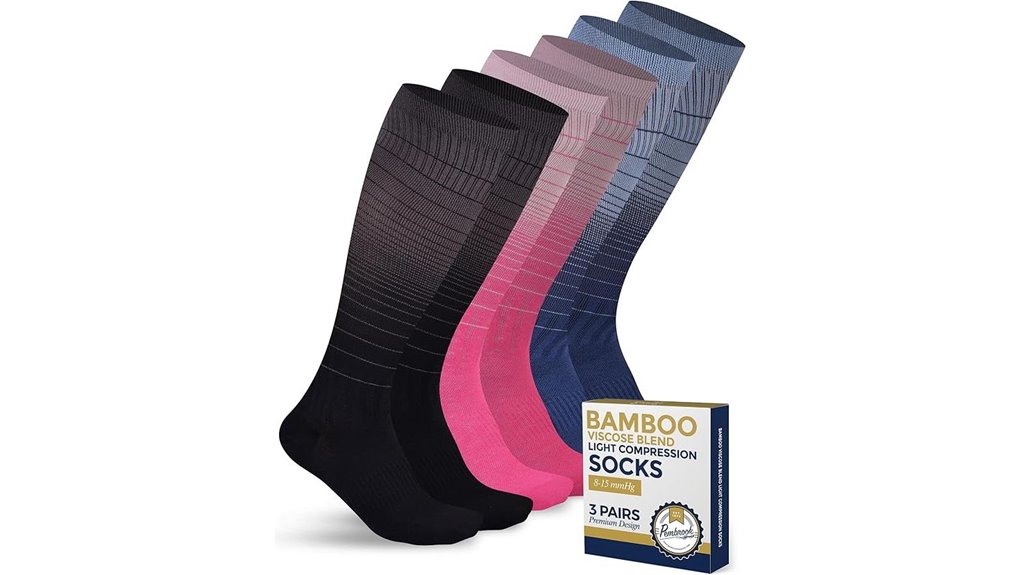 three pair bamboo compression socks