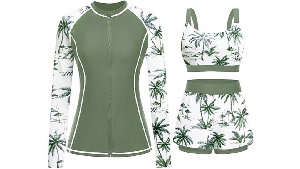 three piece long sleeve rash guard