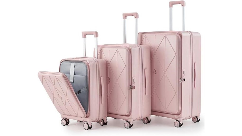 Top Luggage with Front-Open Compartments (Hotel-Friendly) 2 three piece tsa polycarbonate hardshell