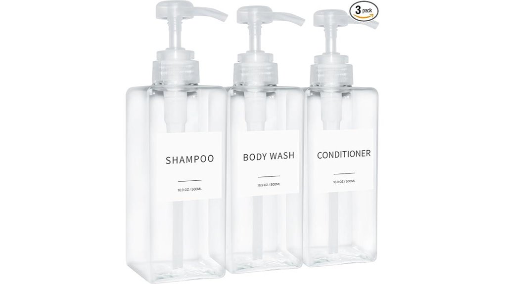 Top Clear Refillable Pump Bottles for Travel You Must Try 3 three refilling shampoo pumps