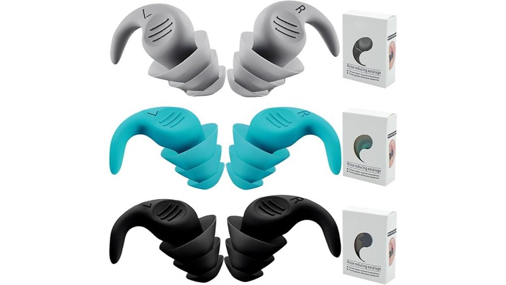 three silicone noise cancelling muffs