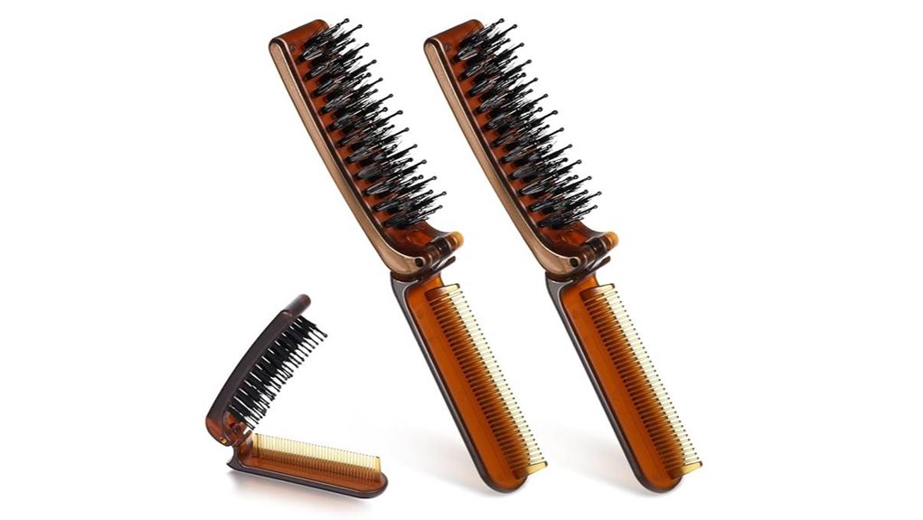 Travel Brush Sets (Collapsible Handles) for On-the-Go Grooming 5 travel collapsible nylon comb