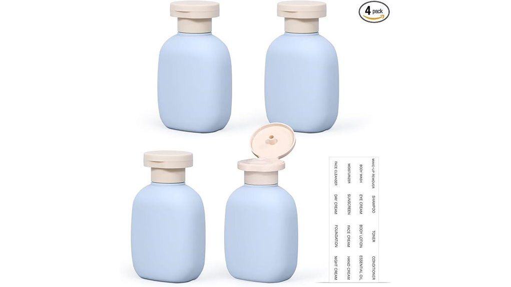 Leakproof Travel Bottles (Squeeze-Proof Caps) That Won’t Leak 2 travel flip capped 3 4oz bottles