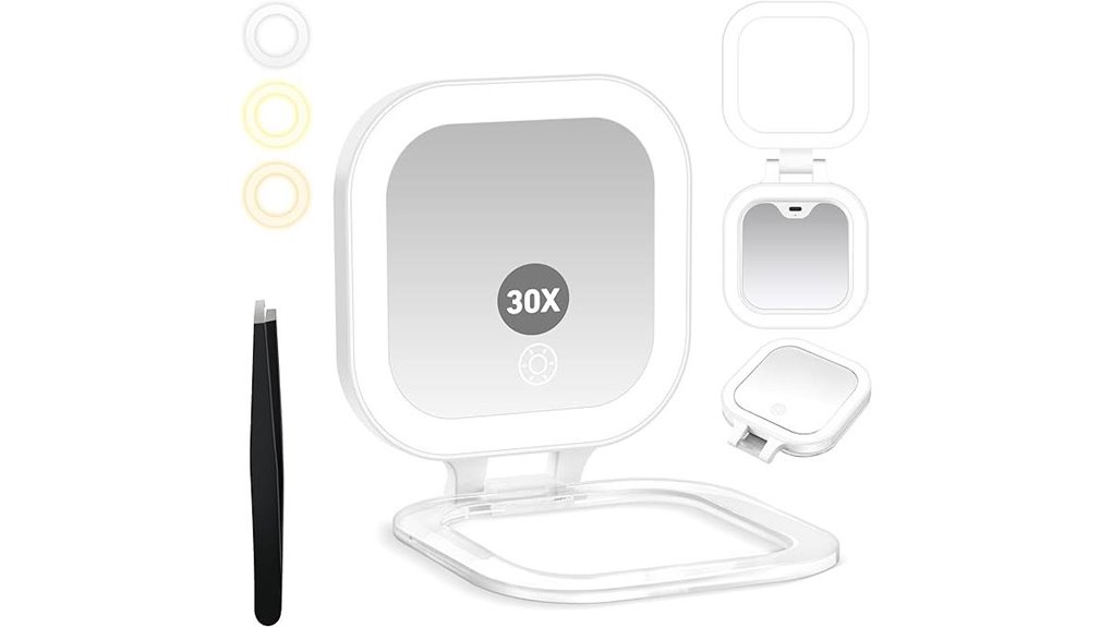 Must-Have Travel Contact Lens Mirrors: Magnify & Light Up 1 travel mirror 30x 3 color
