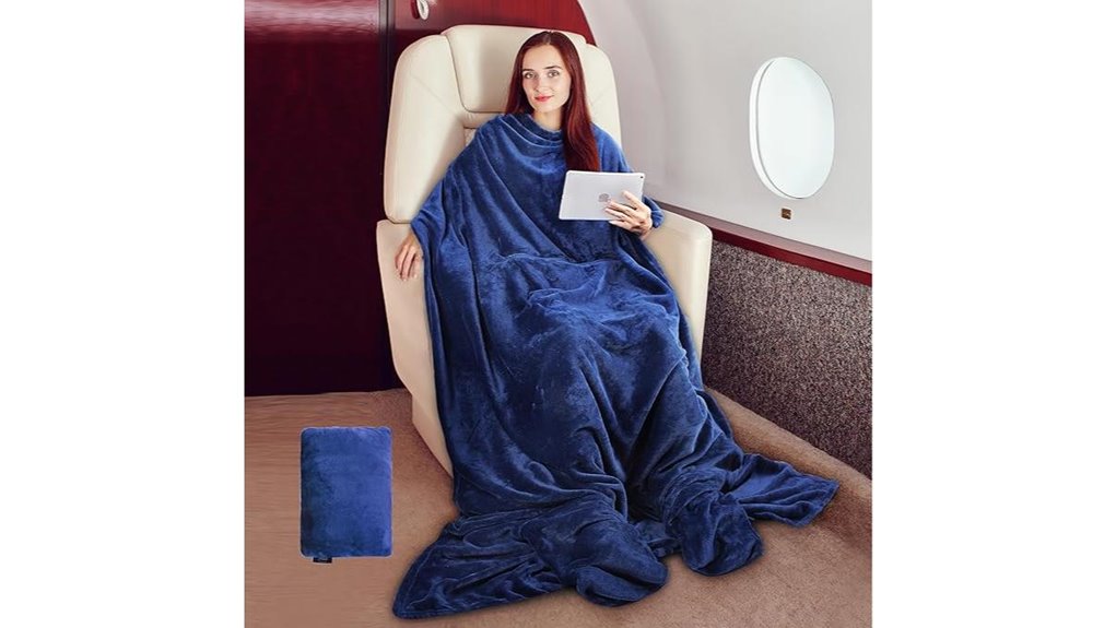 Packable Travel Blanket With Sleeves (Wearable) For Flights 7 travel pillow foot pocket blanket
