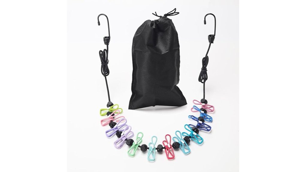 Compact Clotheslines With Clips (Hang Anywhere) for Laundry 15 travel retractable clothesline 12clipbeads