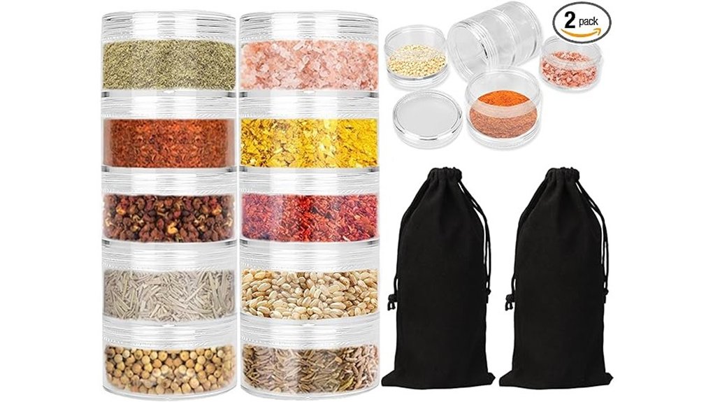 Compact Spice Containers For Travel Cooking—Leak-Proof 5 travel spice jars organizer