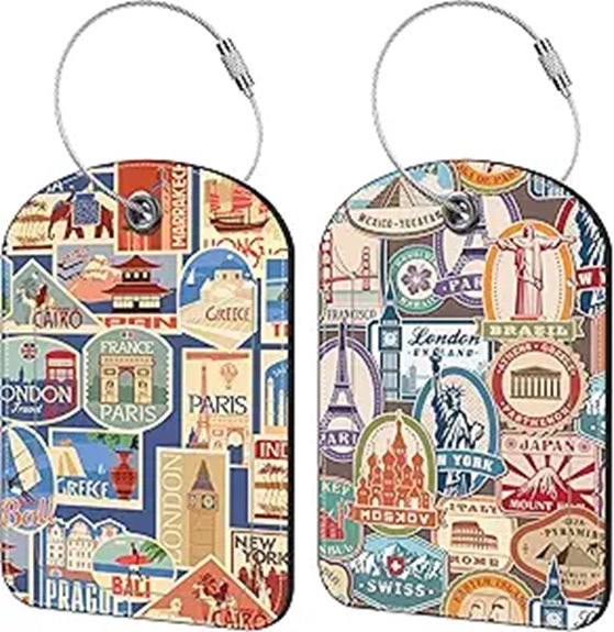 Best Luggage Tag Covers With Privacy Flaps That Stay Shut 12 travel stamp pu leather tags