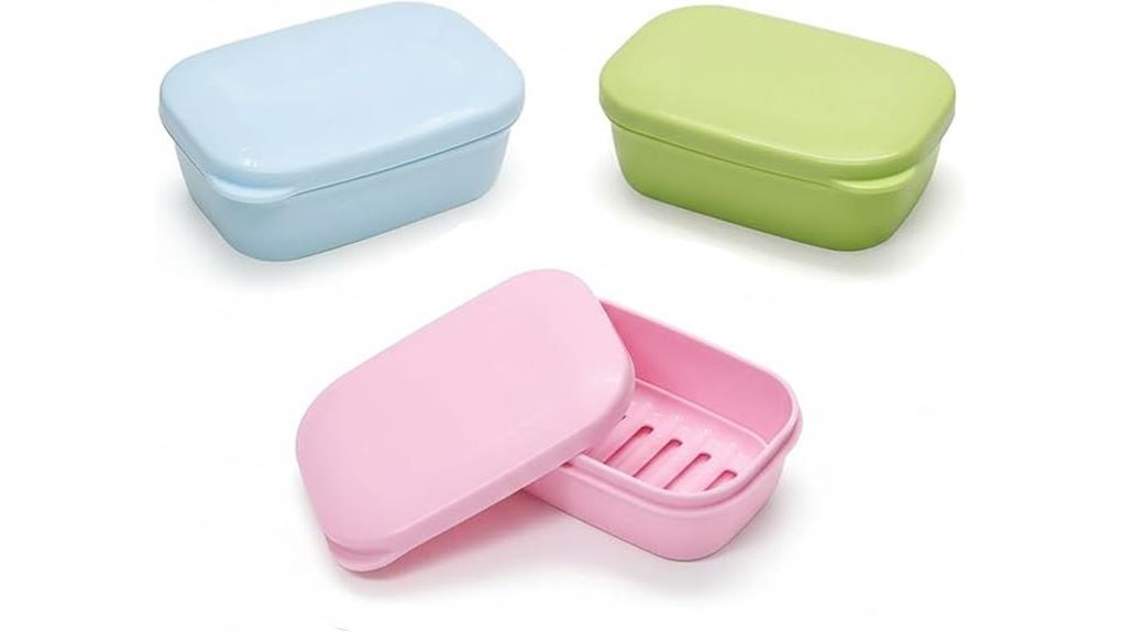 Travel Soap Containers With Removable Drip Trays Keep Clean 2 triple lid leakproof soap