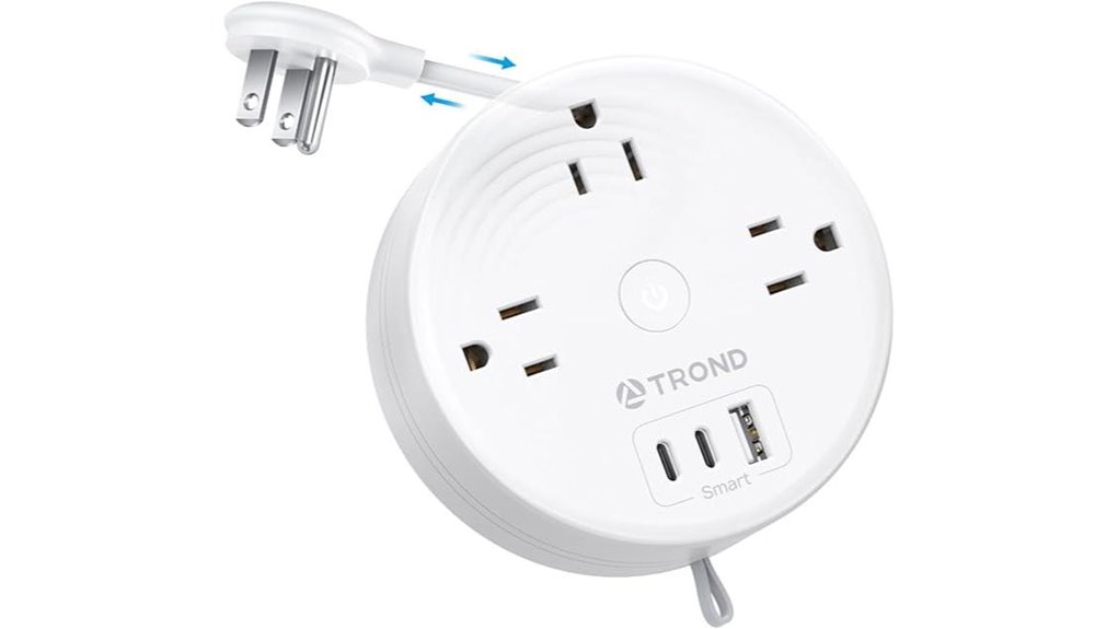 Travel-Friendly Flat‑Plug Extension Cords for On‑The‑Go Power 7 trond 5ft retractable strip