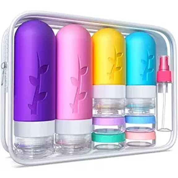 tsa approved 18 piece silicone bottles