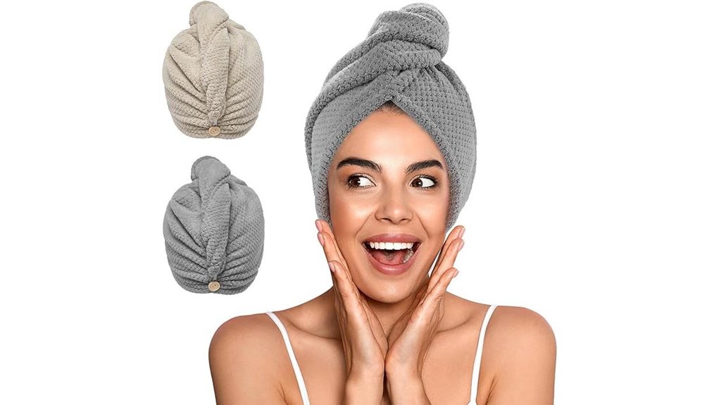 Microfiber Hair Towels (Quick Dry Turbans) That Save Hours 8 twin microfiber hair wraps