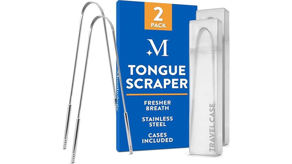 Best Travel Tongue Scrapers: Case Included for On-the-Go Use 8 twin stainless tongue scrapers