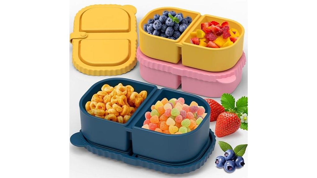 two compartment silicone snack containers