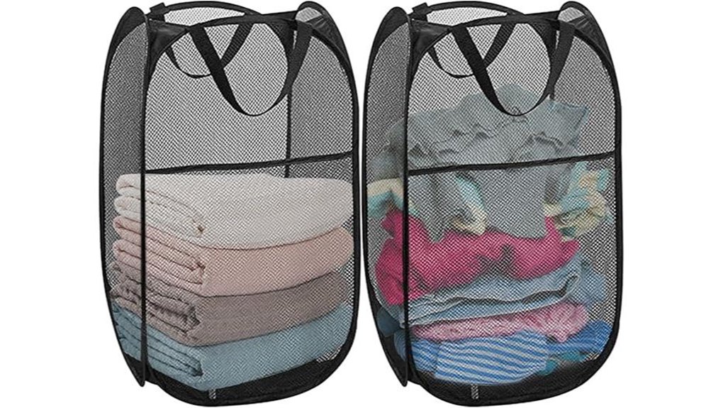 Packable Laundry Hampers for Long Stays (Pop-up Options) 5 two component collapsible mesh hampers