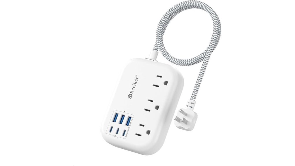 Compact Surge Protectors (Hotel‑Safe) for Traveling Devices 9 two foot extension six usb three outlets