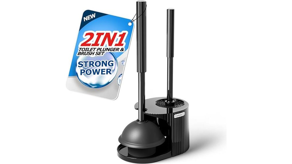 Top Plunger + Toilet Brush Set for a Flawless Flush 2 two in one toilet plunger brush