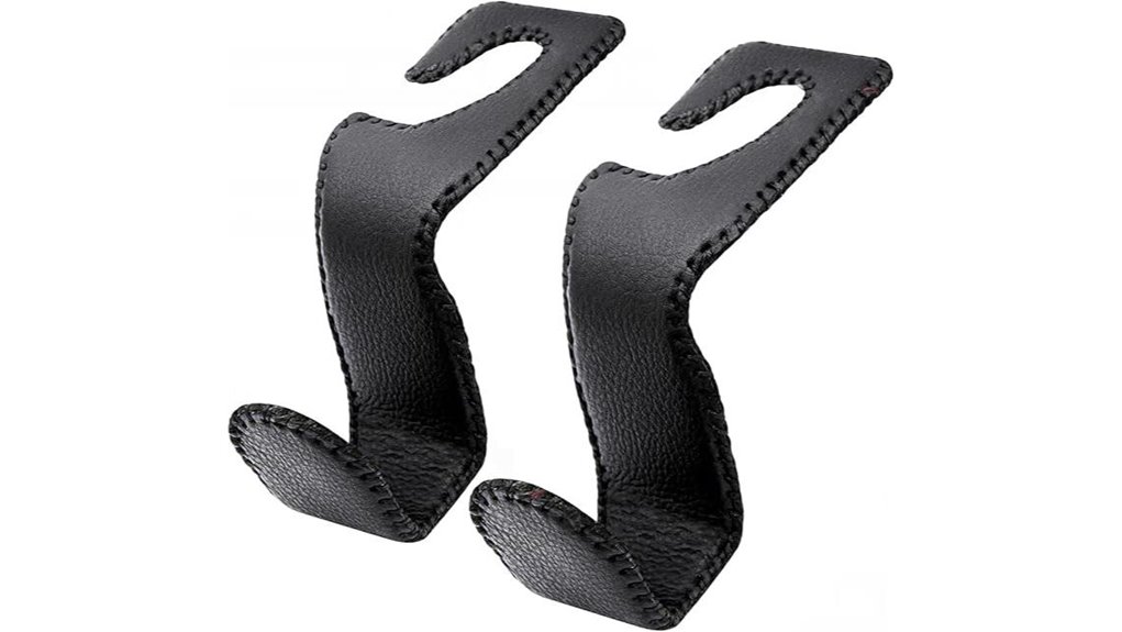Top Travel Seatback Hooks to Keep Headphones and Bags Secure 11 two leather covered metal hooks