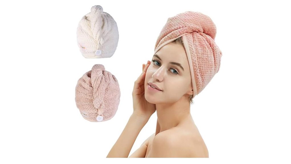 Microfiber Hair Towels (Quick Dry Turbans) That Save Hours 3 two microfiber hair wraps
