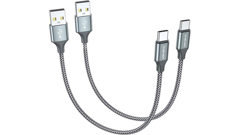 Pocket‑Friendly Short USB‑C Cables for Power Banks 5 two pack 1ft usb c nylon