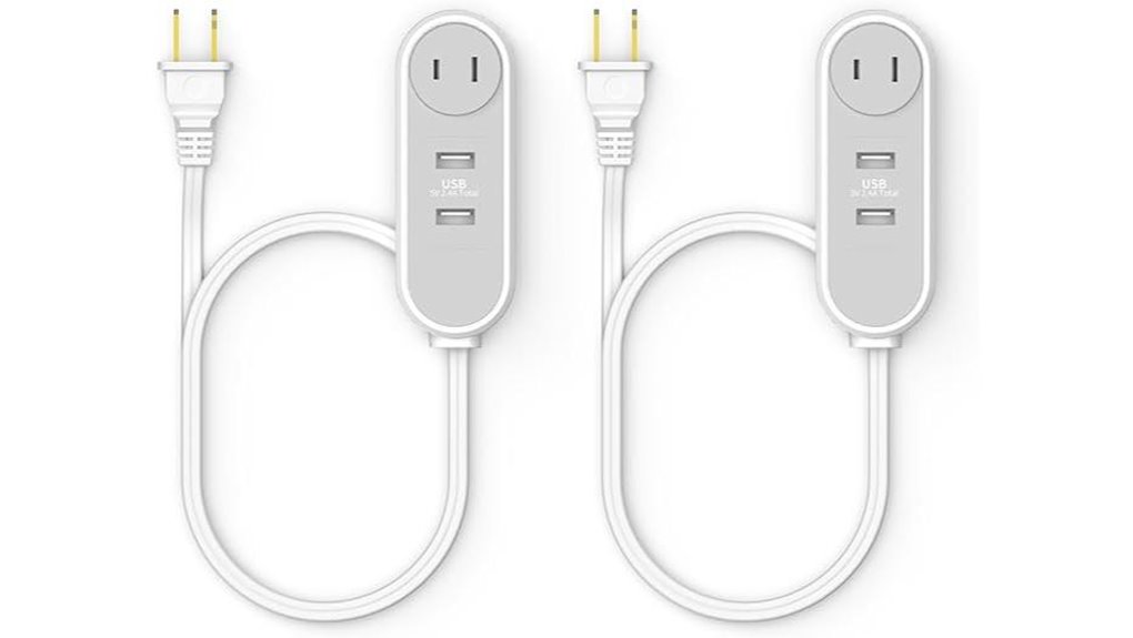 Best Compact Travel Power Strips That Fit in Your Backpack 8 two pack compact usb ac travel