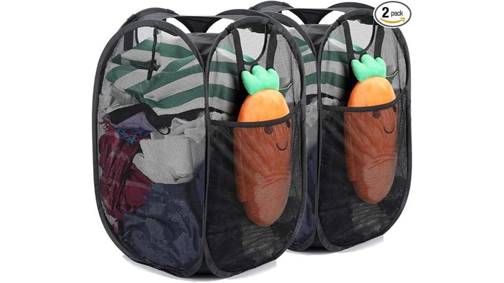 Packable Laundry Hampers for Long Stays (Pop-up Options) 13 two piece mesh pop up hamper