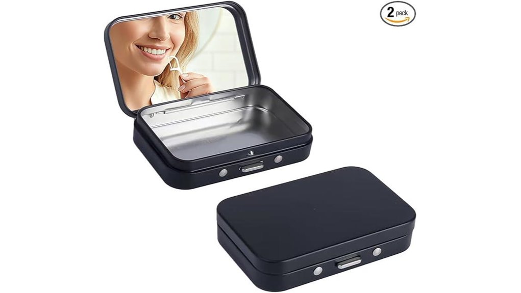 two portable floss mirrors