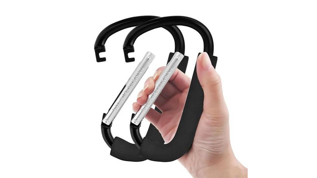 two stroller carabiner clips