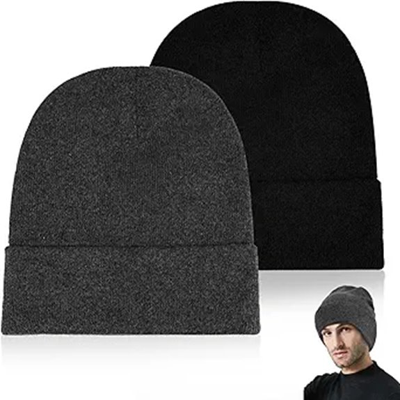 Top Warm Beanies That Fold Flat for On-the-Go 2 two unisex black gray beanies