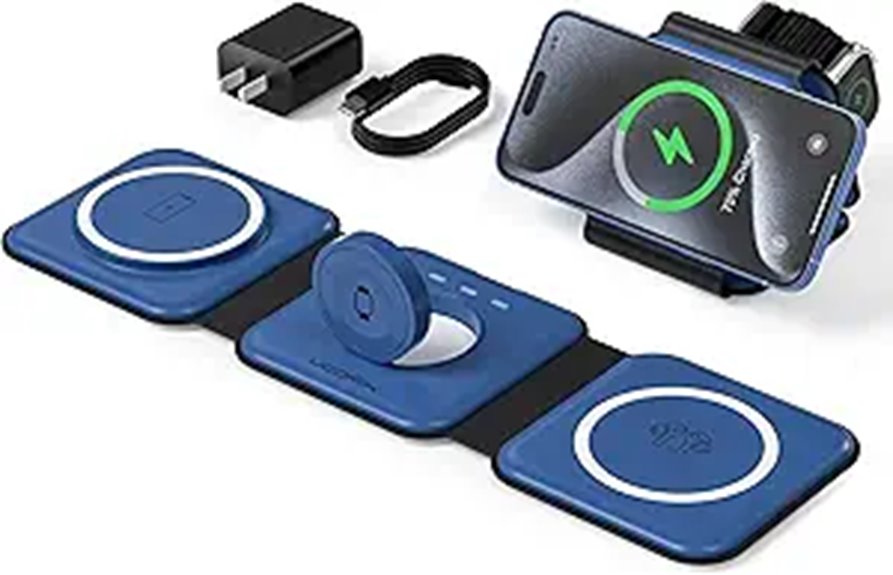 Compact Multi-Device Charging Docks With One Outlet Travelers 6 ucomx foldable 3 in 1 charger