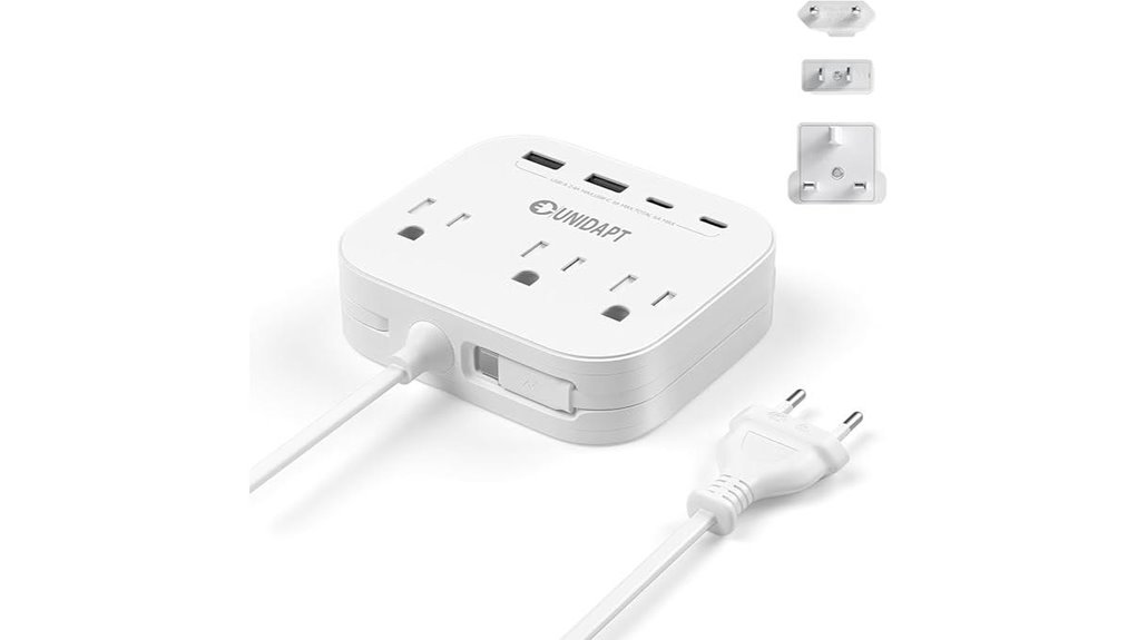 Top Travel Adapters with Grounded Outlets for Safer Hotel Stay 6 us europe usb powerstrip