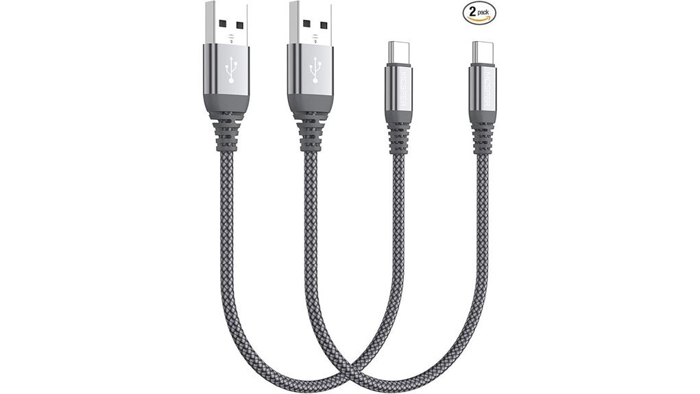 Short Charging Cables for Airports (No Cable Sprawl) On-the-Go 3 usb c 0 5ft braided pair