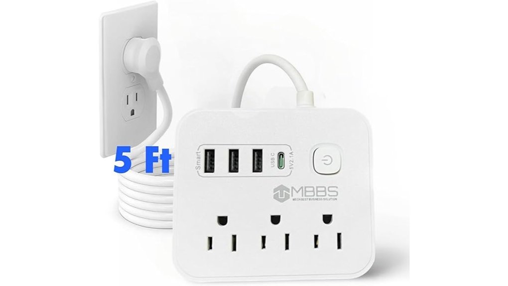 Travel-Friendly Extension Cords (Compact, Multi-Outlet)-Power On 6 usb c 7 in 1 surge protector