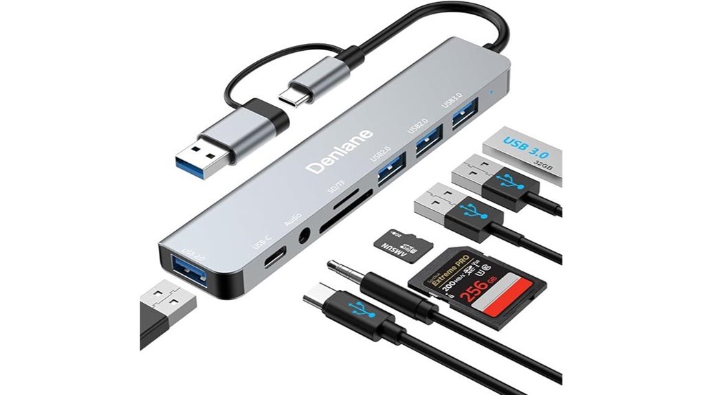 Best Universal USB Hubs For Travel Laptops 12 usb c 8 port card audio