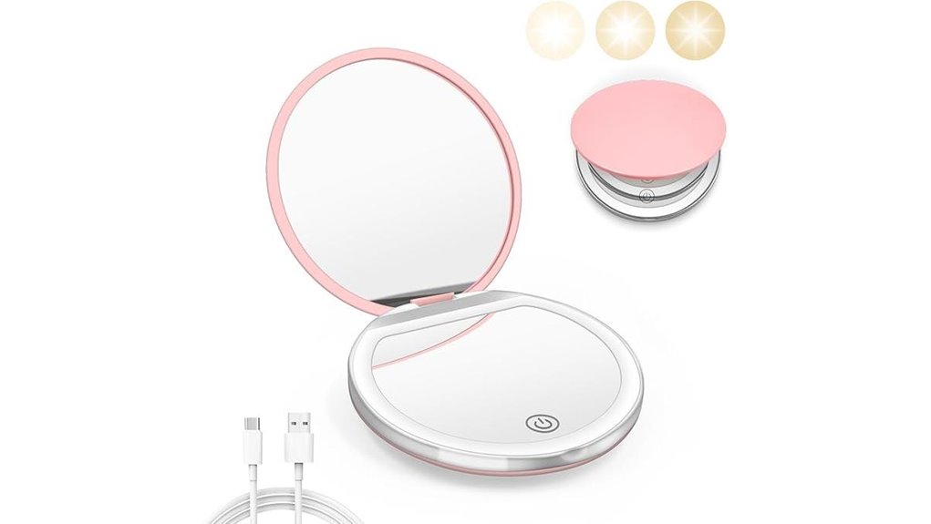 Compact Mirror with LED Ring (Pocket) for On-the-Go Glow 1 usb led magnifying mirror