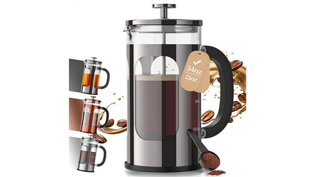 French press (shatterproof) That Lasts a Lifetime 1 veken 34oz plastic free pewter