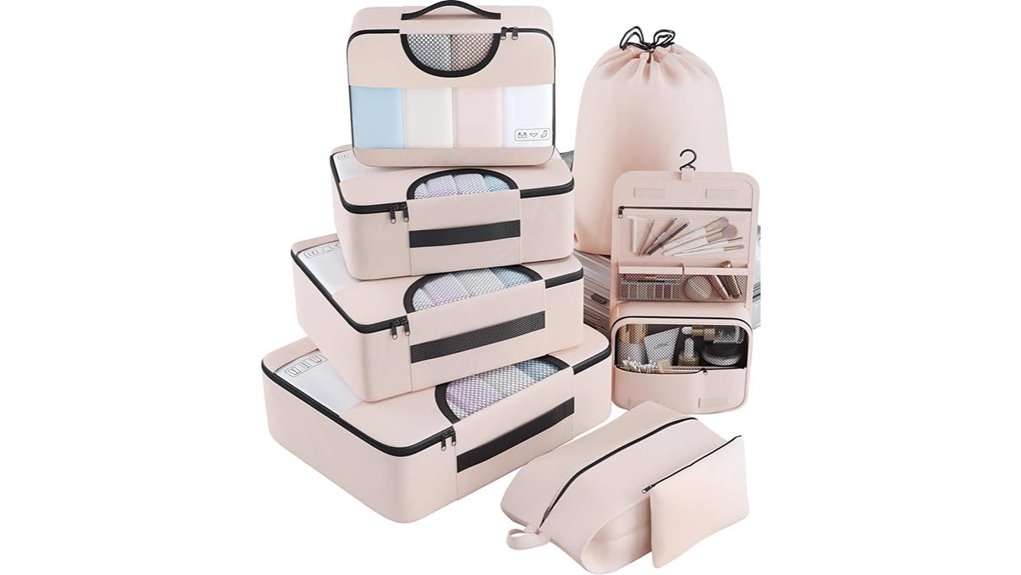 Set-Matching Luggage Organizers for Popular Suitcase Sizes 3 veken 8 piece packing kit