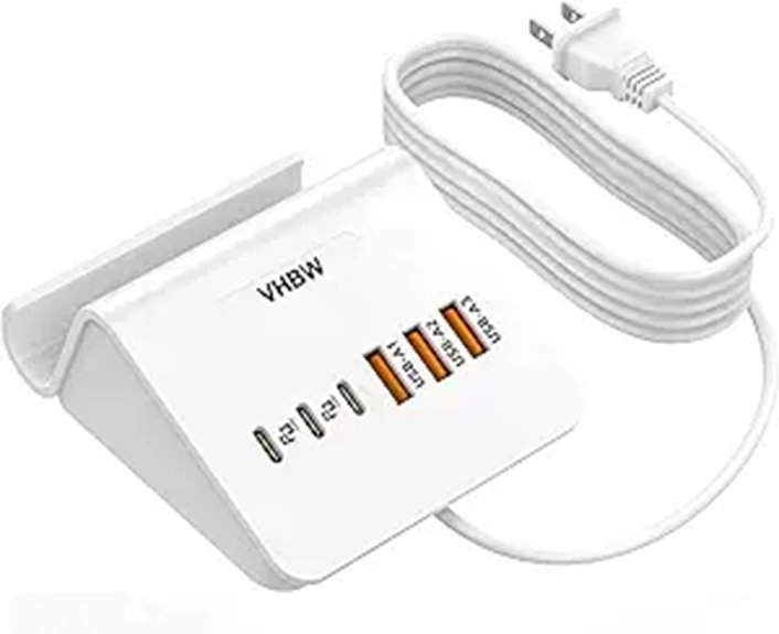 Bedside Charging Station (Multi-USB): Power Up Conveniently 15 vhbw six port 35w charger