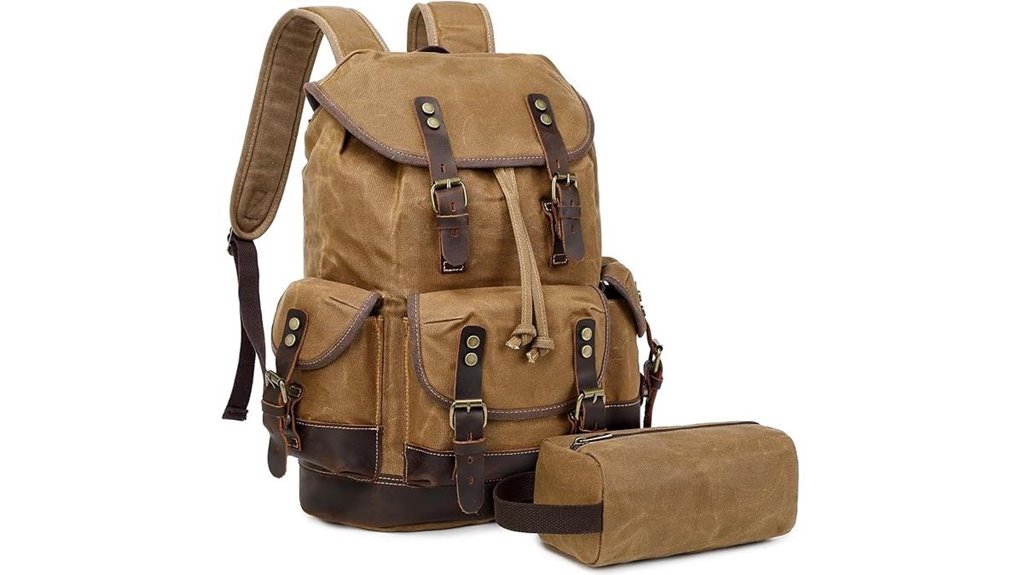 vintage khaki leather backpack
