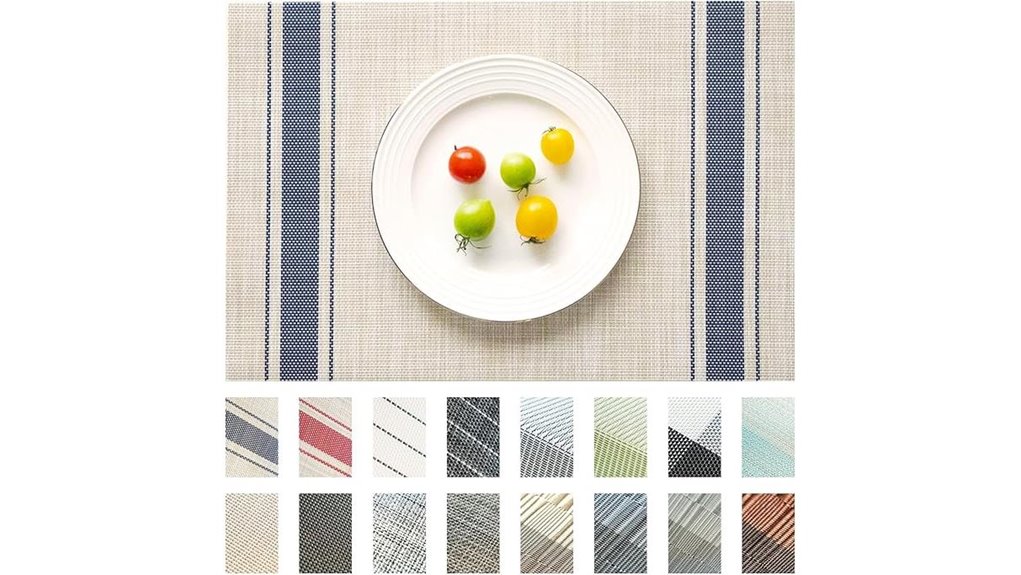 Stylish Placemat Set (Wipeable) That Keeps Dining Spaces Fresh 3 washable khaki blue woven