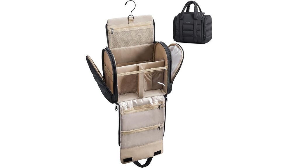 water resistant partitioned toiletry bag