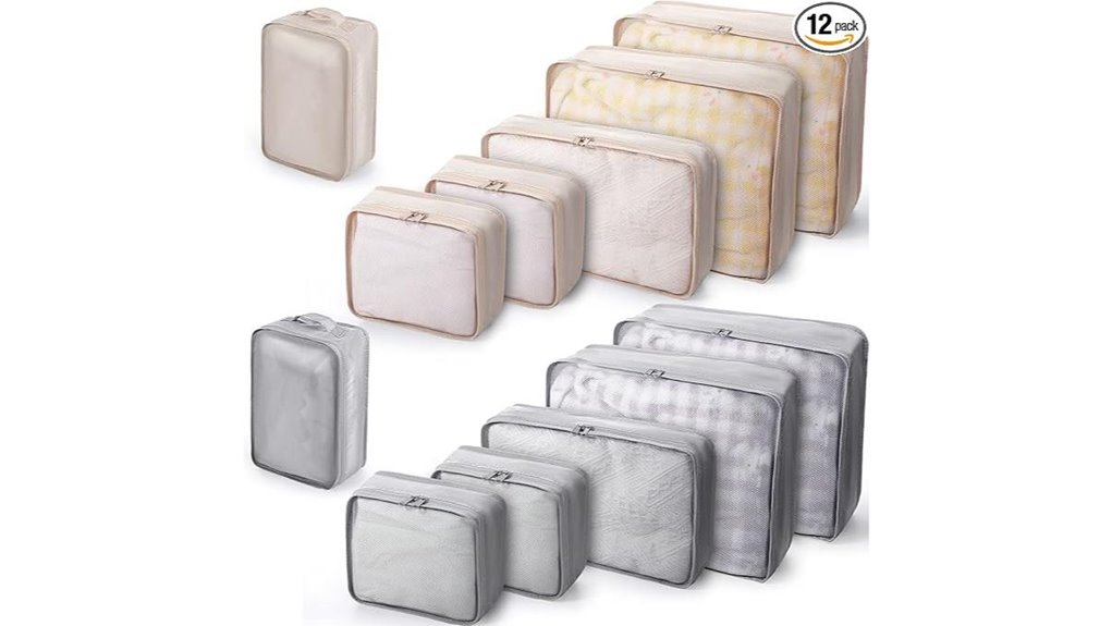 Set-Matching Luggage Organizers for Popular Suitcase Sizes 10 waterproof 12 cube packing kit
