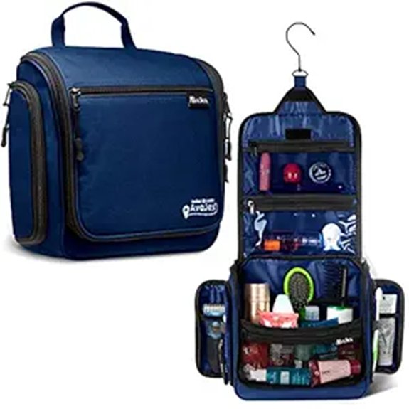 Toiletry Bags with Easy-Clean Lining for Spill-Proof Travel 13 waterproof 19 compartment hook bag