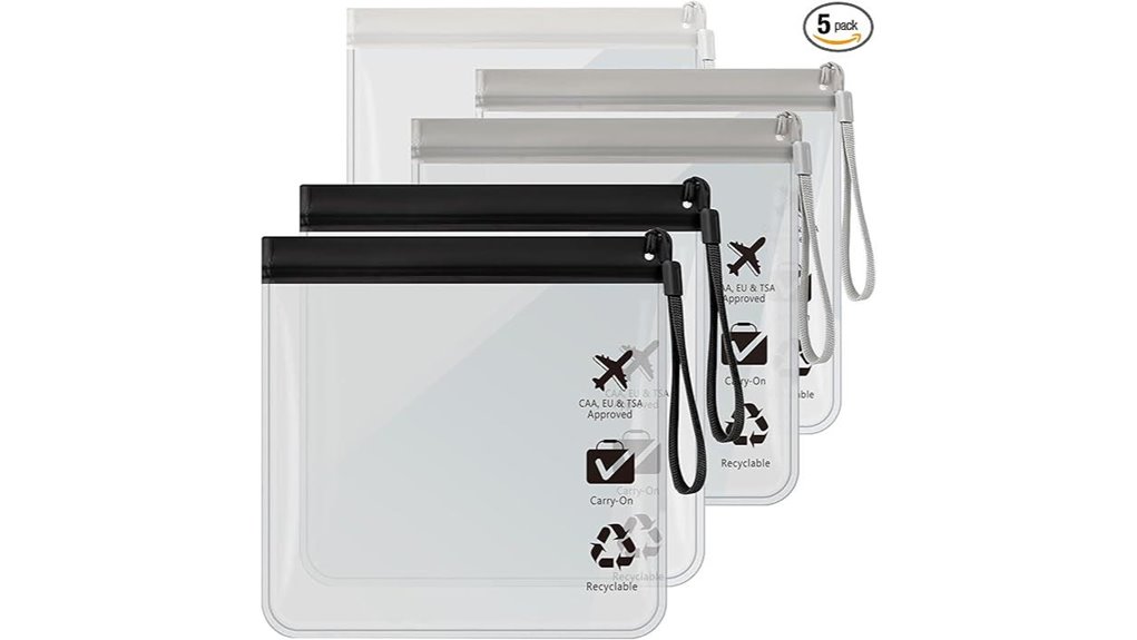 Clear Toiletry Bags with Rigid Edges (No Flop) for Tidy Travel 4 waterproof 5 piece tsa quart size